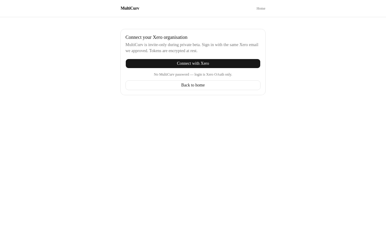 Connect your Xero organisation screen with Connect with Xero button